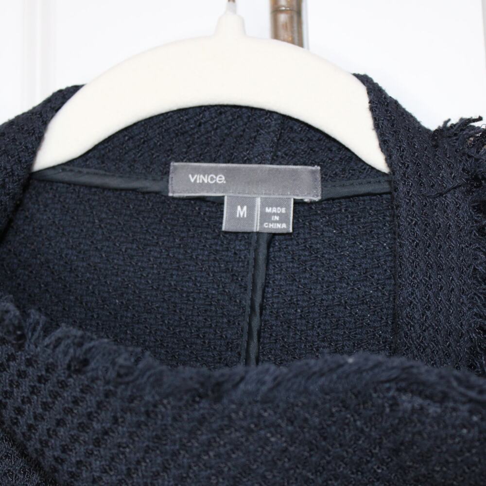 VINCE Tweed Frayed Edge Scuba Jacket Asymmetrical Zip | Medium - Picture 9 of 13